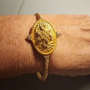 Elegant Freida Rothman Belargo 14K Gold Over Sterling Silver Love Knot Bangle